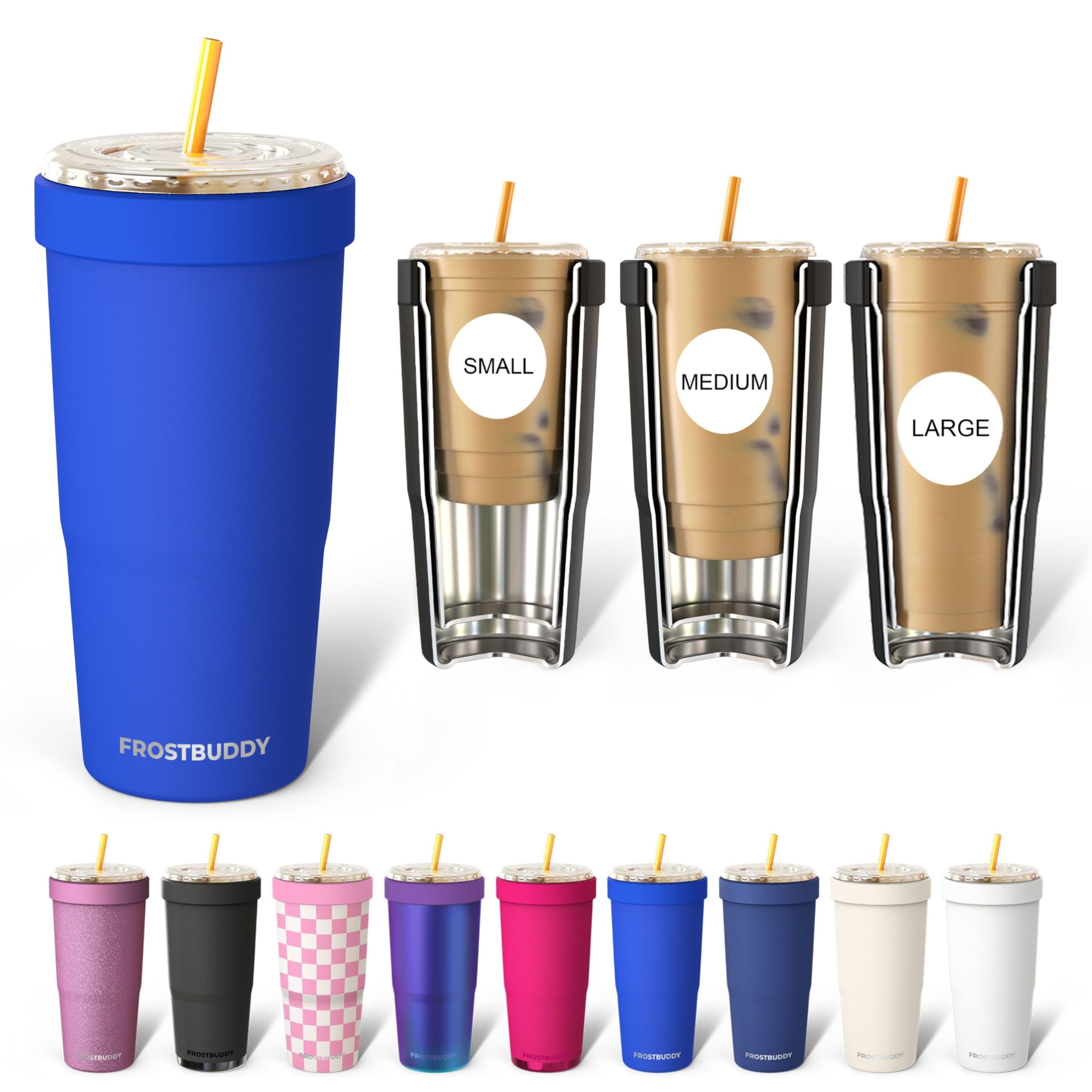 Frost Buddy Togo Buddy 30 oz Stainless Steel Vacuum Insulated Tumbler To Go Coffee Cup – Iced Coffee Cups, Iced Coffee Sleeve, Travel Mug, Thermal Cup for Hot & Cold Drinks, Dunkin Cup (Royal Blue) Image