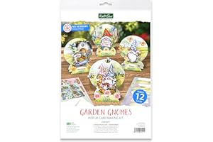 Katy Sue Garden Gnomes Die-Cut Pop-Up Card Making Kit for Adults. Makes 12 Cards & Contains Gnome/Gonk Die-Cut Decoupage Paper Sheets, Supports, Envelopes & Foam Pads for Card Making Supplies