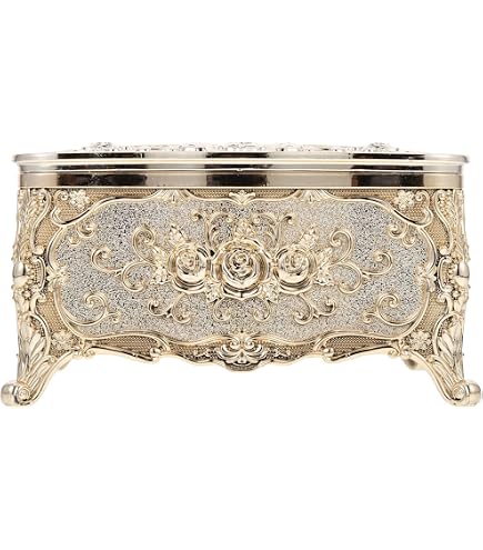 Gold Rose Carved Tissue Box Cover - Acrylic, 9x5x4 Inches, Fits Standard Boxes