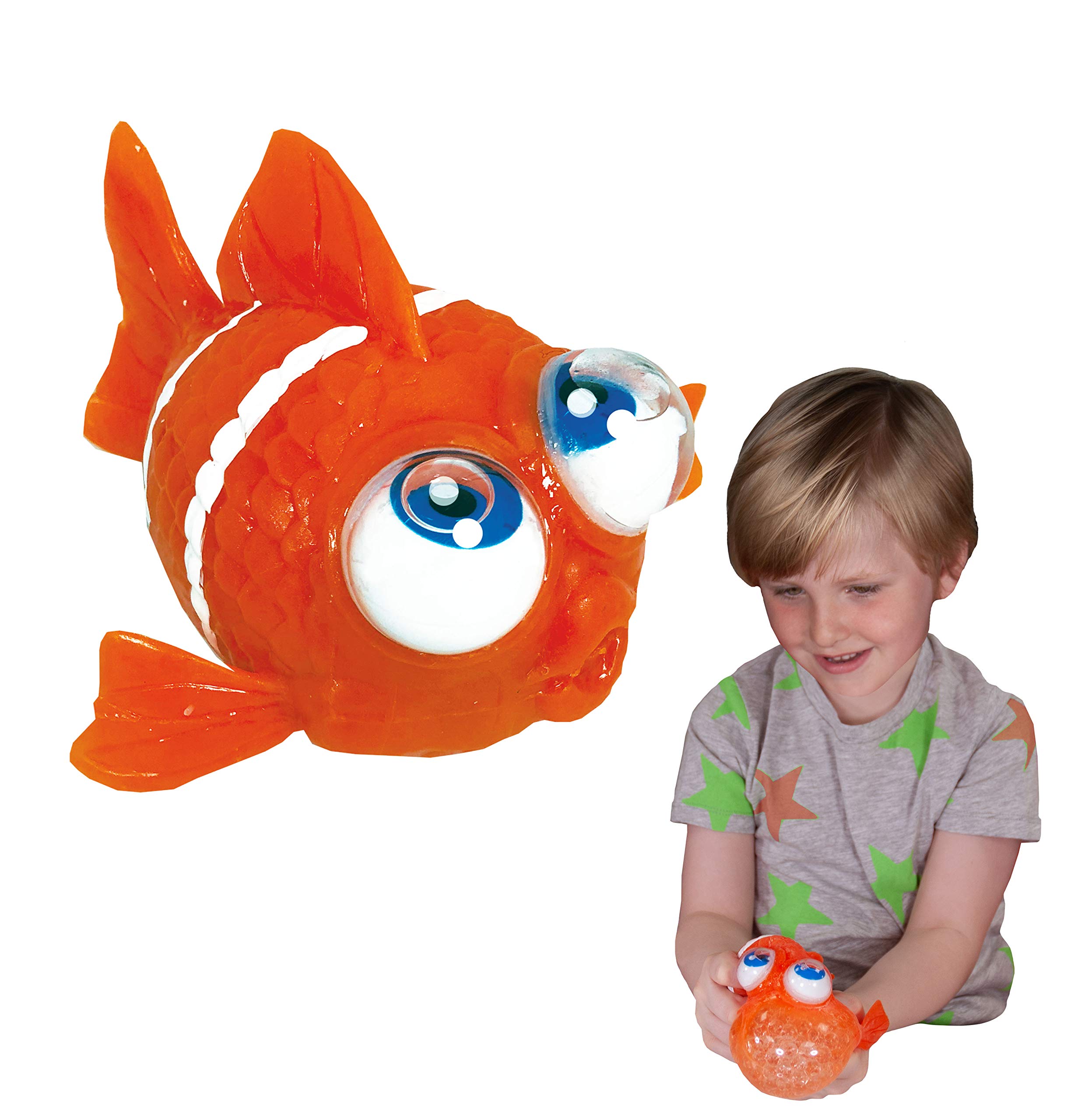 Wobble Eyes - Clown Fish from Deluxebase. Large Animal Squishy Toy with Giant Wobbly Eyes. Clown fish anti stress fidget toy for kids and adults