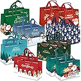 TranquilBliss 16 PCS Christmas Gift Bags, Reusable Holiday Treat Bags with Handles, Christmas Baskets for Gifts Empty, Non-Woven Xmas Party Supplies, 12.8"×9.8"×6.7"
