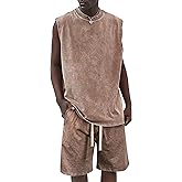 Derminpro Men's Cotton Short Sets 2 Piece Outfits Casual Summer Short Sleeve/Sleeveless Tracksuits