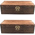 HingoFuni Wood Storage Box with Lid Solid Wood Container Box Decorative Table Large Rectangular Smooth Rustic Style Store Space to Organize Toys Cosmetics Vintage Color 7.87*3.93*2.36in, Brown, 2pcs