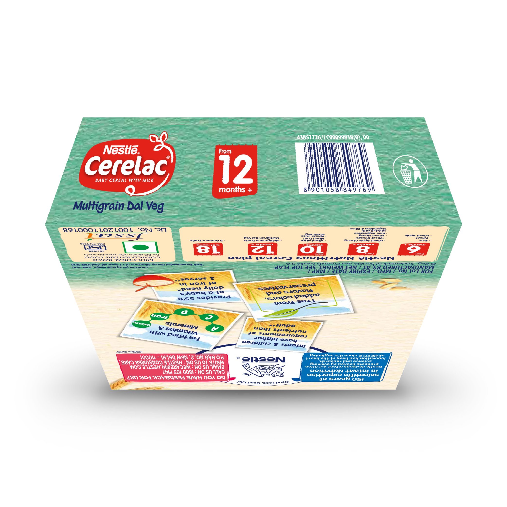 Nestle Cerelac Fortified Baby Cereal with Milk, Multigrain Dal Veg