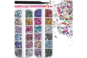 JINJINANV 7000Pcs Multicolored Rhinestones for Bedazzling Kit, Nail Gemstones for Crafting, Flatback Rhinestones for Clothes, 3D Mini Heart Star Flower Nail Diamonds Crystals Jewels for Crafts, Nail Art Charms