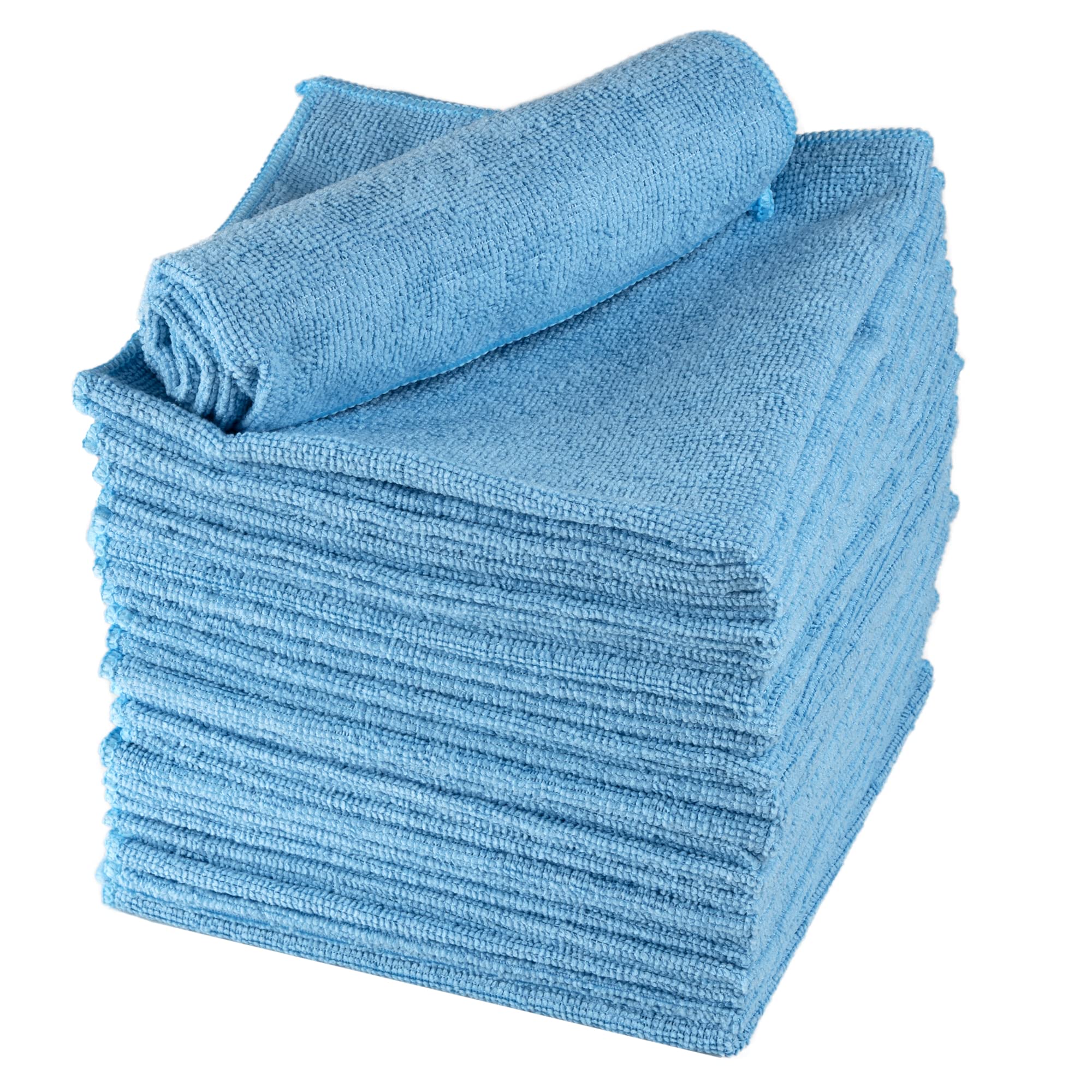 ABENA Blue Microfibre Cloths | 40 x 40 cm | Pack of 20 | Multipurpose Cleaning Cloths | Glasses Cleaner Cloth | Dish Cloths | General Duster