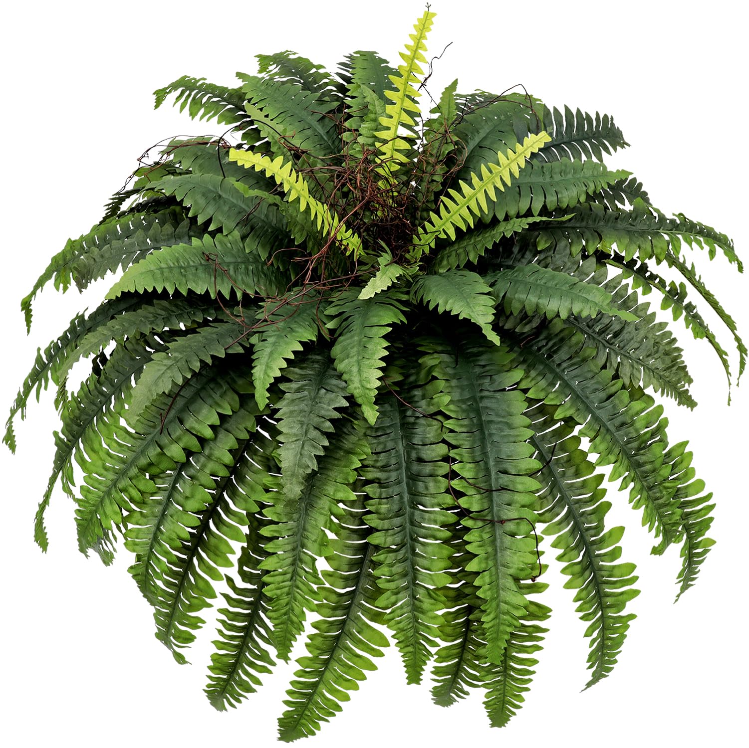 Photo 1 of CongfuHepMui Large Artificial Ferns for Outdoor 51" Fake Boston Fern 66 Fronds Faux Ferns Plant Silk Greenery for Indoors Home Garden Porch Windowsill Decor (1 Stem)