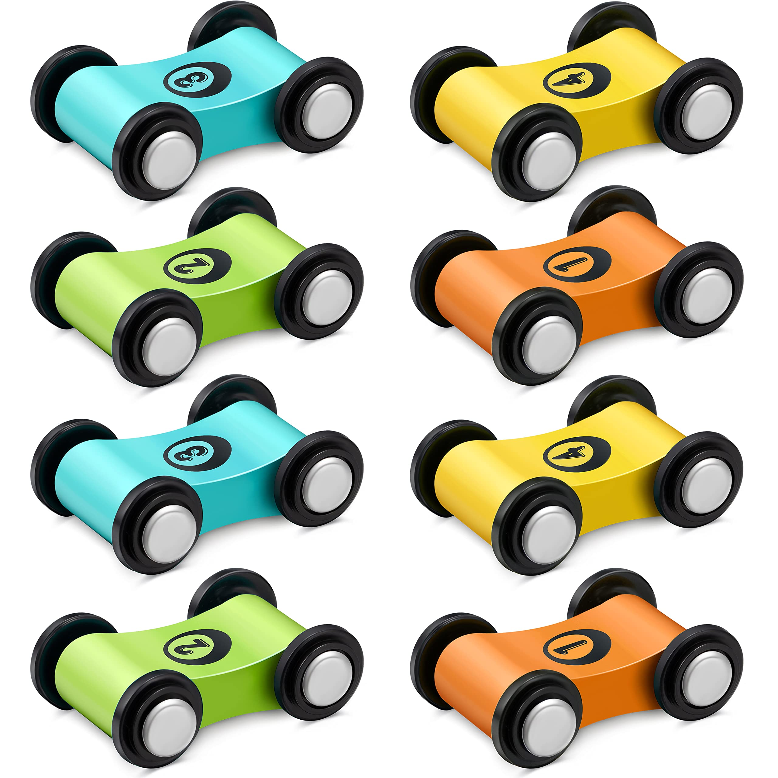 Photo 1 of Sotiff 8 Pieces Wooden Mini Car Wood Race Car Track Ramp Replacement Toy Vehicle Play Sets for Toddlers Party Gift