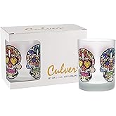 Culver Festive Sugar Skulls Decorated Double Old Fashioned Tumbler Glasses, 13.5-Ounce, Gift Boxed Set of 2 (Frosted)