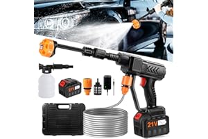 Pircaath Cordless Pressure Washer, 500PSI Portable Cordless Power Washer, 18000mAh Battery Powered Pressure Washer, 6-in-1 Nozzle High Pressure Washer Gun, Handheld Pressure Washer for Car,Home,Garden