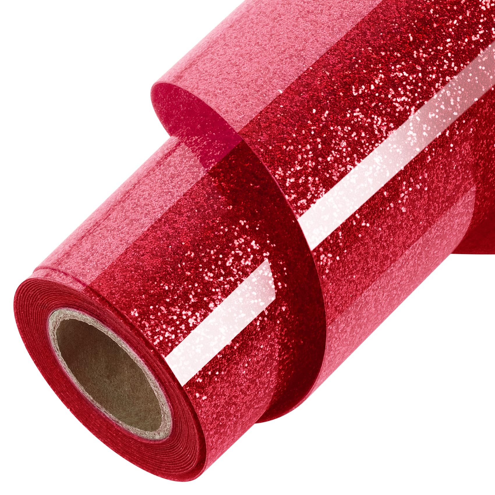 Photo 1 of ?TORC Red Glitter HTV Red Heat Transfer Vinyl HTV Rolls, 12" x 12 ft Iron on Vinyl for T Shirts Red Glitter HTV Vinyl for All Cutter Machines Easy to Cut & Weed for Heat Vinyl Design 1 Roll
