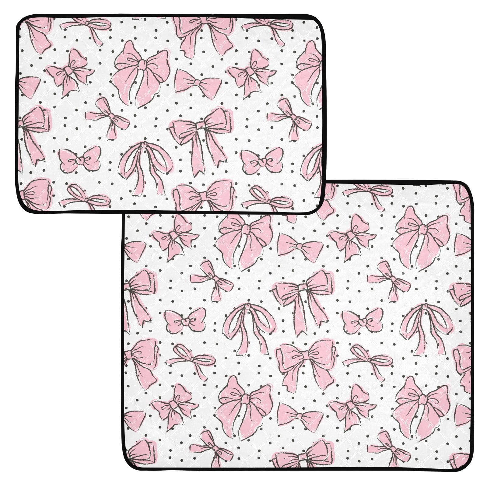 Photo 1 of SDMKA Bow Pink Pee Pads for Dogs, 2-Pack Washable Puppy Pads Reusable Dog Pee Pad Non-Slip Training Pads for Potty, Crate, Bed, 24x36in + 36x42in