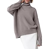 ANRABESS Womens Turtleneck Sweaters Oversized Chunky Long Sleeve Knit High Low Hem Pullover Top 2026 Fall Winter Fashion