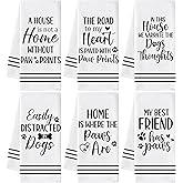 GROBRO7 Paws Prints Hand Towel - 6Pcs Dog Paw Print Bathroom Decor Kitchen Dishcloths Set Soft Polyester Towels for Bath Bar Dining Room Decor Cute Puppy Lovers Gifts for Men Women Housewarming