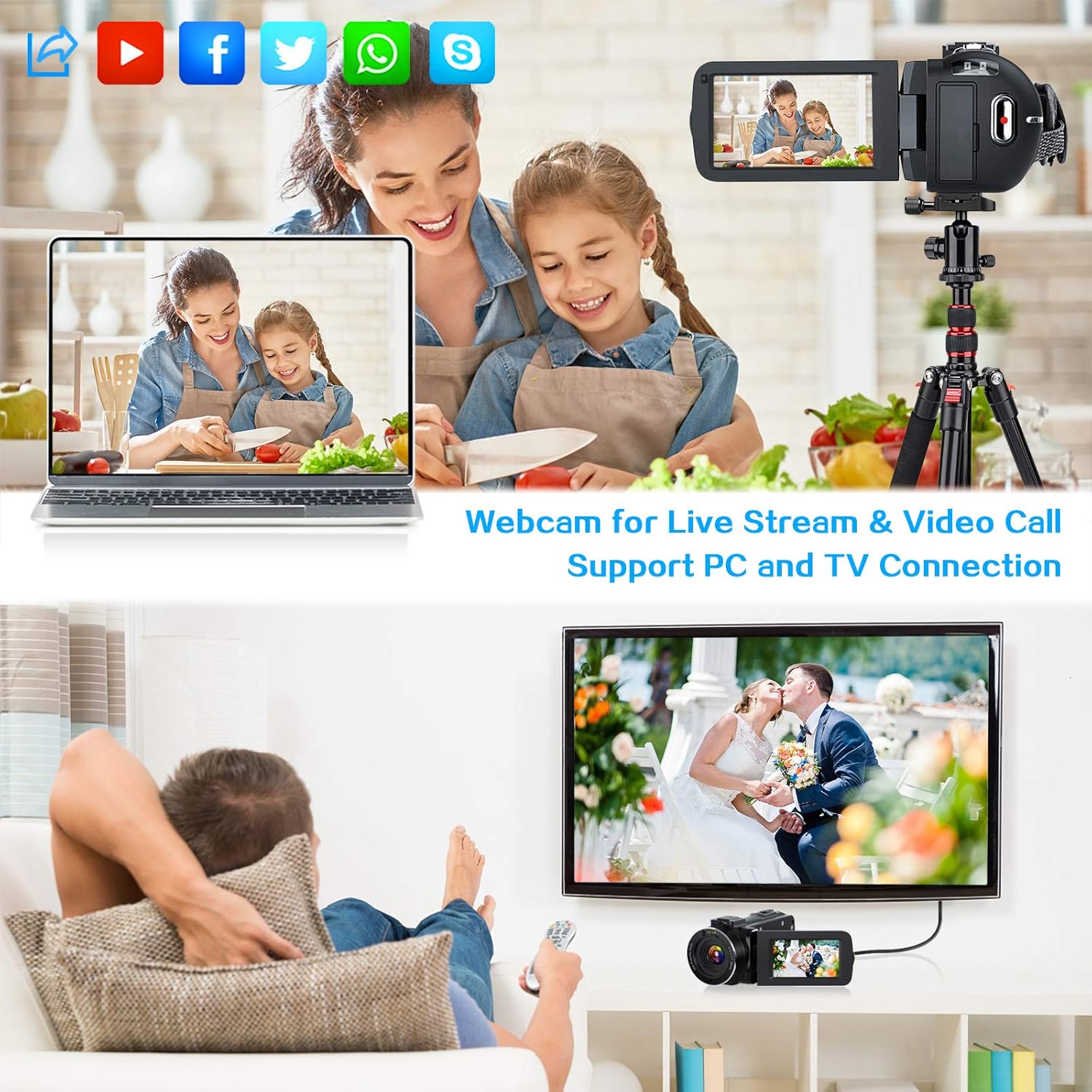 Video Camera Camcorder, 2.7K Ultra HD YouTube Vlogging Camera, 36MP IR Night Vision Digital, 3.0" IPS Touch Screen, 16X Digital Zoom Video Camcorder with Microphone Handheld Stabilizer Remote Control : Electronics