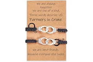 Desimtion Christmas Friendship Bracelets for Women, Partners in Crime Handcuff Matching Bracelets, Funny Best Friend Birthday Gifts for Women Unique BFF Bracelets for 2/3/4