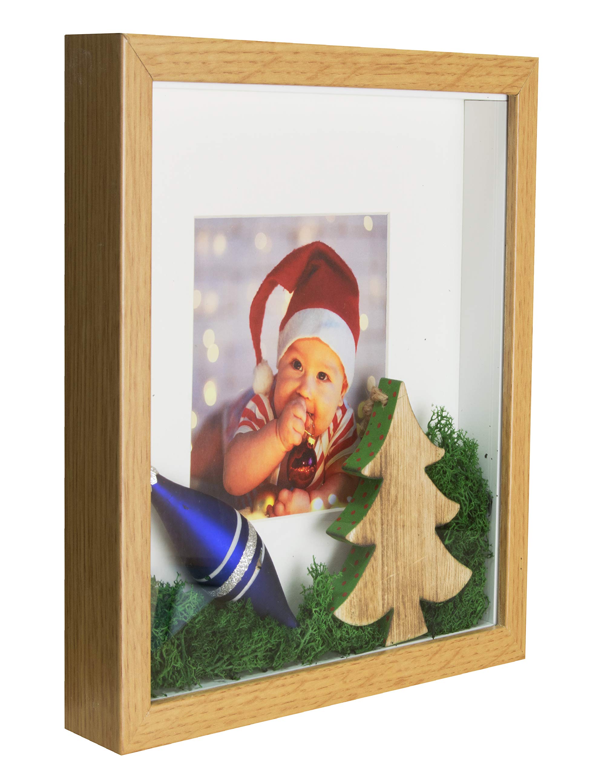 BD ART Shadow Box Frame 11x11x1inch, Square, Oak, Display 3D Frame Picture with Mount 8x8 Plexiglass for Filling, for Objects, Photos, Souvenirs, for Crafts,Baby Items โ image 1