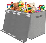 VERONLY Large Foldable Toy Box Chest with Lid 24.5x13x16 Linen Grey view 2