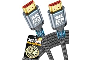 10K 8K HDMI Cable 2.1, Available 1.5FT 3.3FT 5FT 6.6FT 10FT 13FT 16FT 20FT 25FT Lengths for Selection,Ultra High Speed HDMI C