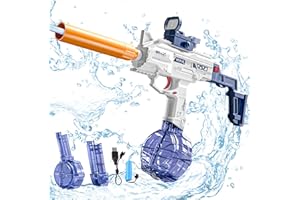 FLYBAKIZ Electric Water Gun, One-Button Automatic Squirt Guns for Adults Kids, Powerful Water Guns Up to 35 FT Long Range, 500CC+60CC Capacity Super Water Blaster Summer Toys for Pool, Beach Party, Outdoor