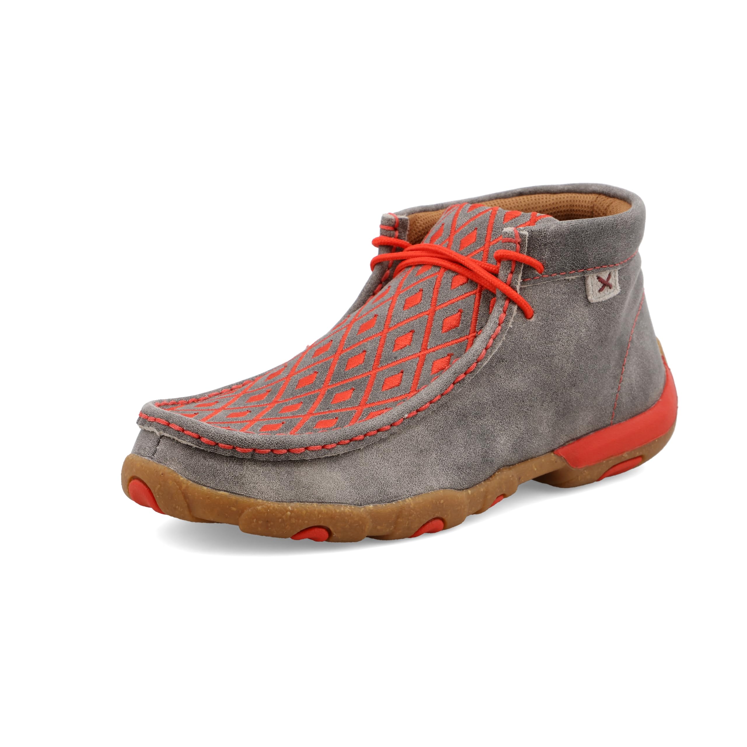 Twisted X Women's Chukka Driving Moc, Moc Toe with CellSole, Grey & Grenadine, 5.5 M Image