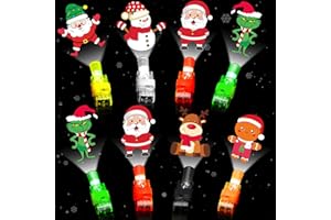 HIPYGYM Christmas Party Favors Gifts 36 PCS Finger Lights Christmas Goodie Bag stuffers, Glow in the Dark Xmas Toys Bulk for Stocking Fillers Holiday Favors Prizes Classroom Rewards Xmas Party Supplies