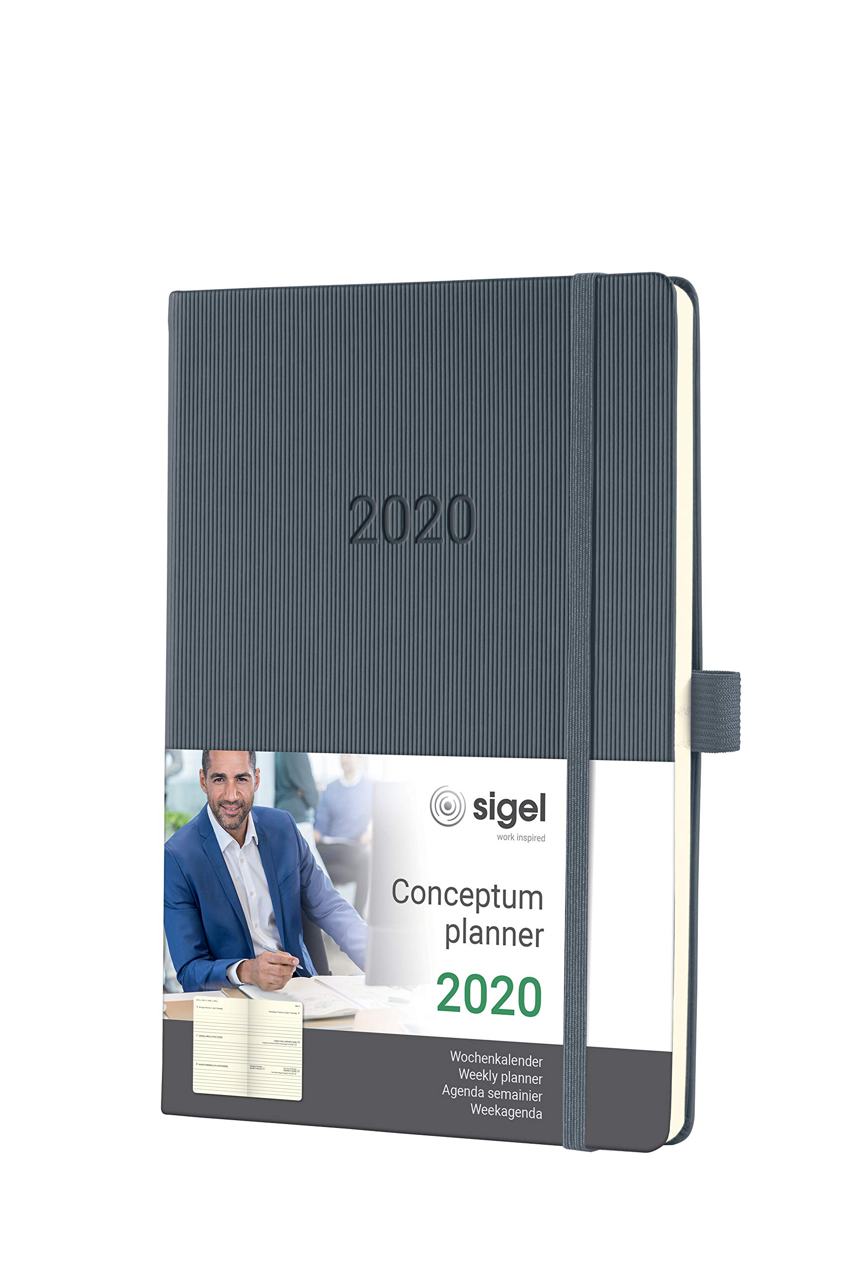 SIGEL C2066 Weekly diary 2020, approx. A5, hardcover, dark grey - Conceptum