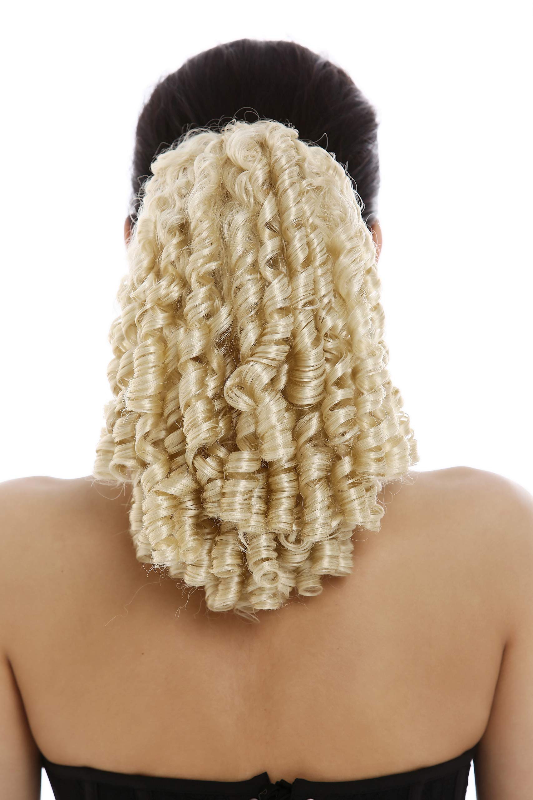 WIG ME UP - N900A+2-V-613 Ponytail Hairpiece Extensions elaborate baroque ringlets corkscrew curls voluminous bright platinum blond 12inch