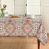 Horaldaily Boho Bohemia Style Tablecloth 60x84 Inch Rectangular, Vintage Country Rustic Farmhouse Magical Fall Orange Washable Seasonal Table Cover for Party Picnic Dinner Decor