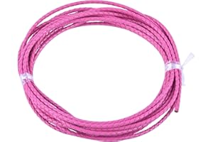 KONMAY 2 Yards 4.0mm Rose Genuine Leather Braided Bolo Leather Cord