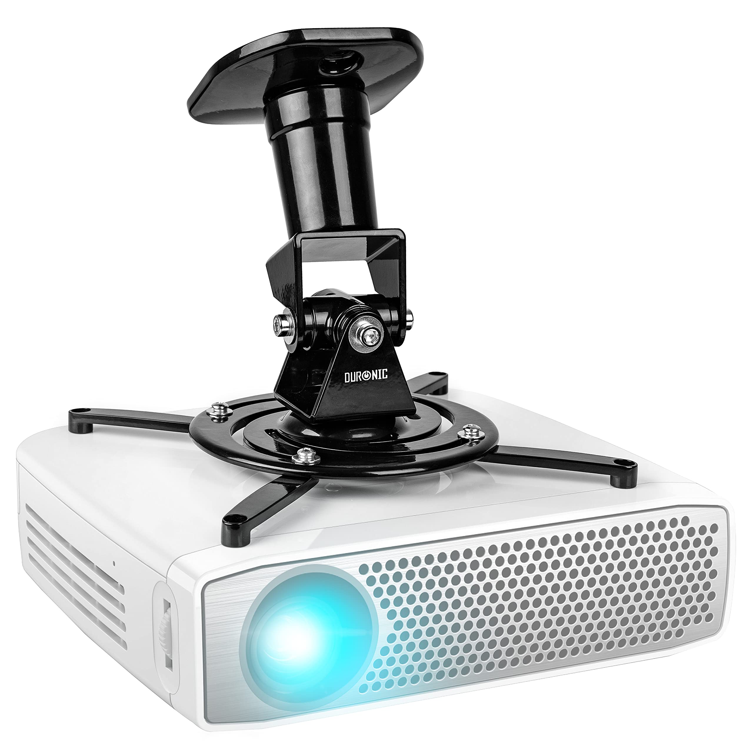 Duronic Projector Mount Stand for Ceiling or Wall Bracket PB01XB | 10kg Capacity | Multi-Fit Projector Bracket| Adjustable Clamp | Tile Swivel Rotate
