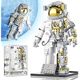 FarBlocked Space Astronaut Building Block for Boy 12+, Astronaut Building Block Set Flexible Space Explorer Toy with Display Stand, Cool Spaceman Building Set for Adults, 966Pcs