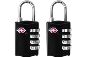 Desired Tools TSA Locks for Luggage, 2-Pc Durable Steel Padlock, Keyless Easy to Read 4-Digit Combination Lock for Backpacks, Travel Suitcases, Toolbox, Filing Cabinets, Baggage & Gym Locker, Black