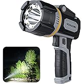 MOONASION Rechargeable Spotlight 1000000 Lumen, Super Bright 9 LED Spotlight Flashlight with COB Light & Foldable Stand, Long Lasting Large Handheld Spot Light for Boating Camping Boat Marine