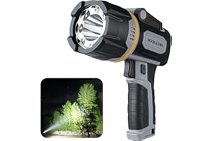 MOONASION Rechargeable Spotlight 100000 Lumen, Super Bright LED Spotlight Flashlight with COB Light & Foldable Stand, Long Lasting Large Handheld Spot Light for Boating Camping Boat Marine