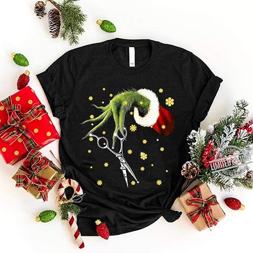 Amazon Com Hand Holding Scissors Hair Stylist Shirt Christmas
