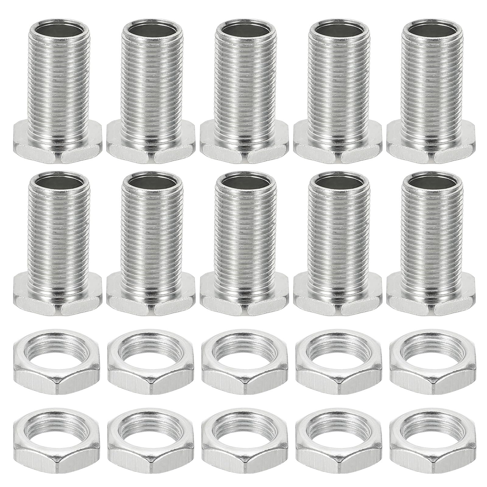 PATIKIL M12x24mm Hex Bolts and Nuts Kit, 10 Set Fine Thread Hollow Screws Assortment Hexagon Head Screw Through Hole Bolt Chandelier Fasteners