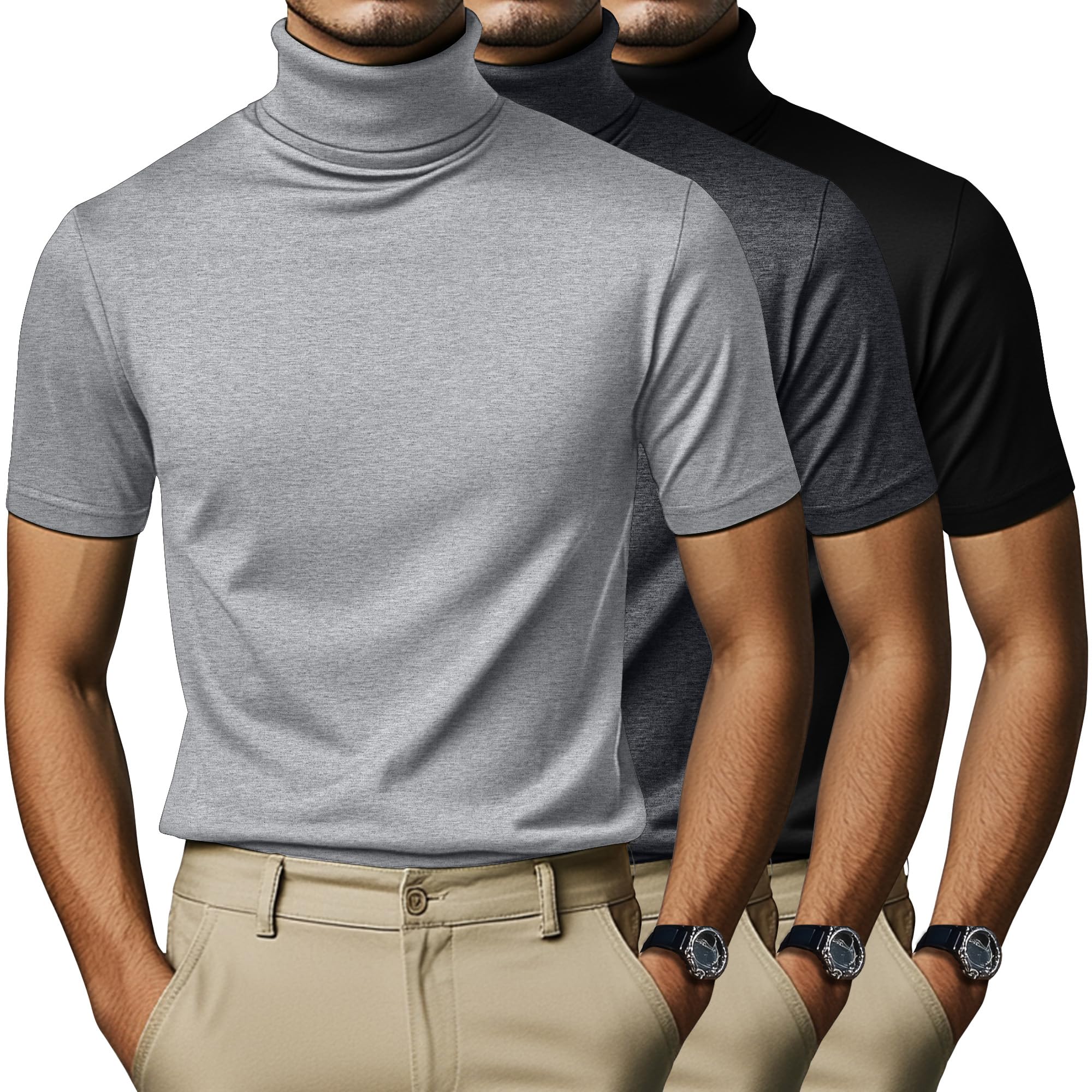 Men's Basic Short Sleeve Turtleneck Tee – Casual Pullover Undershirt (New With Tags)