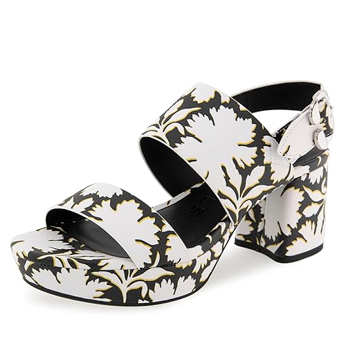 Aerosoles Women's Camera Heeled Sandal, Bright White Floral Faux Leather, 7