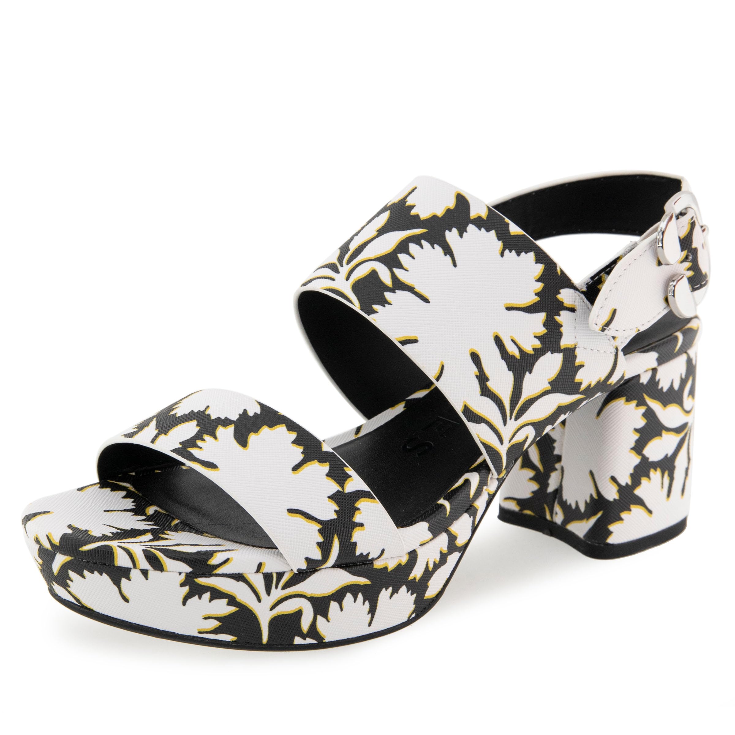 Aerosoles Women’s Camera Platform Heeled Sandal, Bright White Floral Faux Leather, 11W