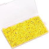 Auvoau 2000Pcs White Clay Beads Polymer Clay Spacer Beads Flat Beads 6mm Round Heishi Vinyl Beads for DIY Craft Adults Bracelets Necklace Jewelry Making Earring Accessories (Yellow)