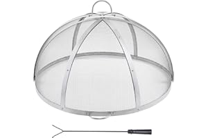Happybuy Firepit Spark Screen Lid, 40" Diameter, Stainless Steel Round Fire Pit Cover, Easy-Opening Fire Ring Screen for Outdoor Patio & Backyard Firepits