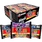Nongshim Shin Ramyun Black Noodles, Spicy Korean Signature Instant Ramyun, Rich Beef Bone Broth, Pantry Essential Korean Noodles, Quick and Easy, 4.58 oz (Pack of 16)