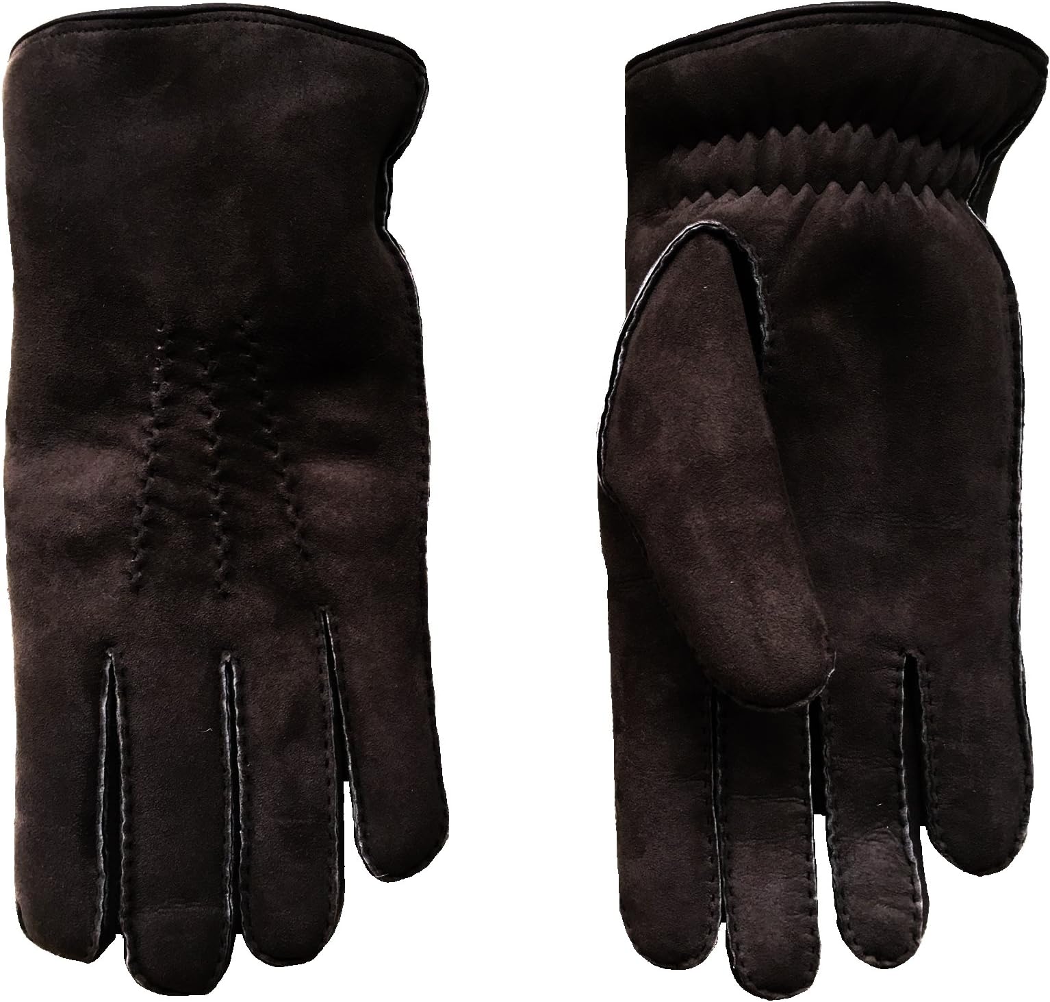 Women's Warmest Winter Gloves Sheepskin Suede Hand Sewn Black Brown Gray Camel