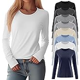 Oakgarden 8 Pack Womens Long Sleeve Shirts Casual Basic Tops Crew Neck Undershirts Stretch Layering Tee Shirts 2026 Fashion