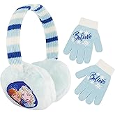 Disney Girls' Winter Earmuffs and Kids Set, Frozen 2 Ear Warmers Ages, Light Blue, Gloves-Age 4-7