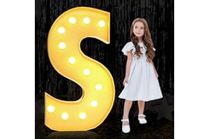YOSWPP 4FT Large Marquee Light Up Letters Numbers Giant Mosaic Balloon Frame,Wedding Backdrop Decoration Anniversary Decoration Foam Board (4FT,S)