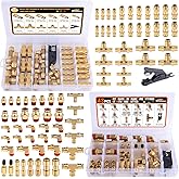 CheeMuii 78 Pcs Brass DOT Air Line Fittings Kit Push Lock DOT Air Fittings | 2-IN-1 Box 43+35 Pcs Pure Brass DOT Push-to-Connect Air Fittings 1/4" 3/8" 1/2" NPT Thread &amp; Quick Connect Air Line Fittings