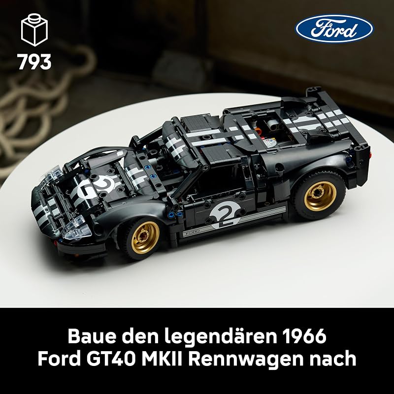 Technic 1966 Ford GT40 MKII Rennwagen - Bauset für Erwachsene - Modellauto zum Sammeln mit Lenkung und V8-Motor - Rennauto zum Ausstellen und Spielen - Geschenk für Männer und Frauen - 42223