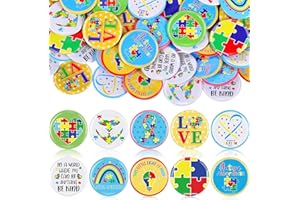 XUNYEE 100 Pieces Autism Awareness Pin 1.73 inch Autism Awareness Buttons Autism Puzzle Piece Badges Autism Awareness Bulk Items Autism Awareness Decor for Autism Awareness Favors